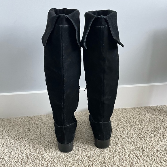 Steve Madden Leather Suede Black Over The Knee High Boots Y2K Zipper Sexy Size 9 - Picture 3 of 16
